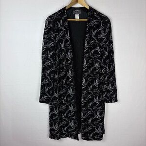 Alex Evenings Elegant Black Silver Glitter Long Cardigan